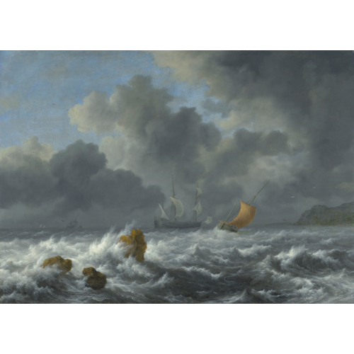 Sailing Vessels in a Stormy Sea